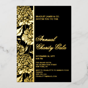 Elegante schwarze botanische Charity-Event-Gala-Pa Folieneinladung