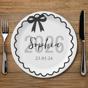 Elegante schwarze Bow-Abschlussplatten der Klasse  Pappteller