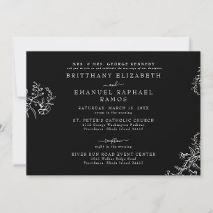 Elegante schwarze Chinoiserie-Braut-Eltern-Hochzei Einladung