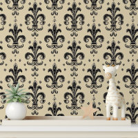 Elegante schwarze Creme Fleur de Lis Peel und Stic