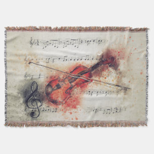 Elegante schwarze Creme-Wasserfarben-Violine mit R Decke