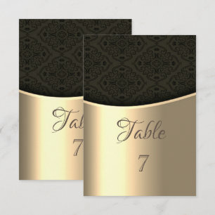 Elegante schwarze Damast-Gold-Tischkarte Einladung