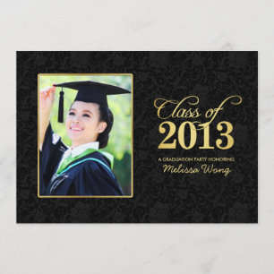 Elegante schwarze Damast-und Goldklasse von 2013 Einladung