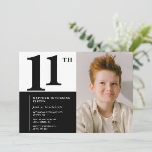 Elegante schwarze Einladungen zum 11. Geburtstag C