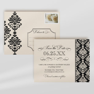 Elegante schwarze Elfenbein-Damaskus-Rollenarbeit- Ankündigungspostkarte
