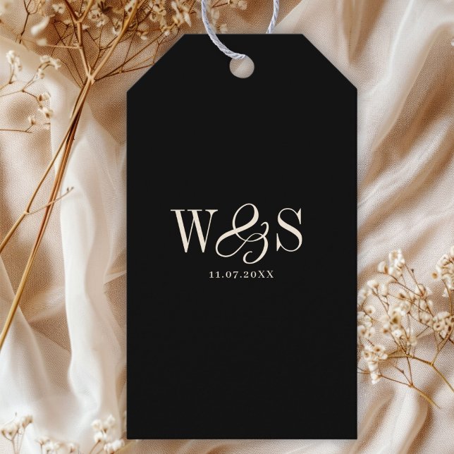 Elegante schwarze Erstehelichtspaare Geschenkanhänger (Von Creator hochgeladen)