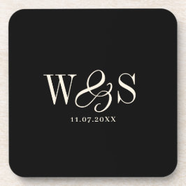 Elegante schwarze Erstehelichtspaare Getränkeuntersetzer