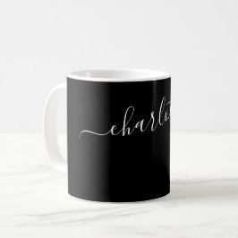 Elegante schwarze Farbe moderne Name personalisier Kaffeetasse