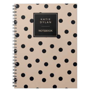 Elegante schwarze Flecken auf Beige Notizblock