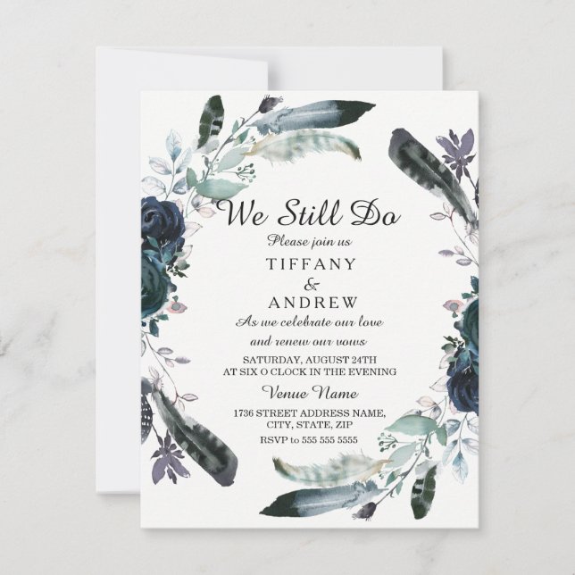 Elegante Schwarze Flora Wreath Verlängerung einlad Einladung (Vorderseite)