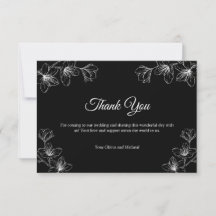 Elegante schwarze florale Linienkunst Hochzeit