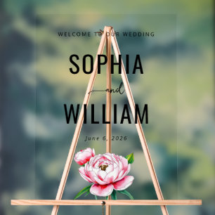 Elegante schwarze florale Pfingstrosen Acrylschild