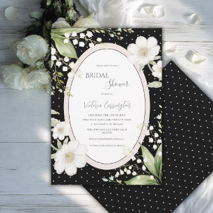 Elegante schwarze florale Vintage-Brautparty Einladung