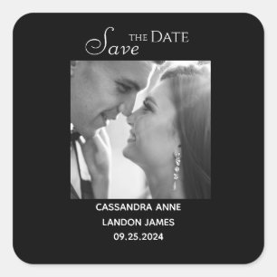 Elegante schwarze Fototypografie im Chic-Stil Quadratischer Aufkleber