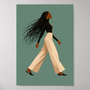Elegante schwarze Frau Mode-Illustration Wandkunst Poster