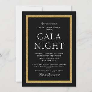 Elegante schwarze Galanacht mit Gold Einladung