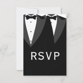 Elegante schwarze Gay-Hochzeit-Antwortkarte RSVP Karte