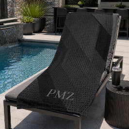 Elegante schwarze geometrische Initialen Sport Strandtuch