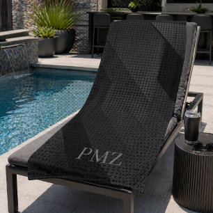 Elegante schwarze geometrische Initialen Sport  Strandtuch