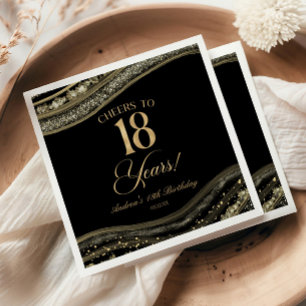 Elegante schwarze Gold-Achat-18.-Geburtstagsfeier Serviette