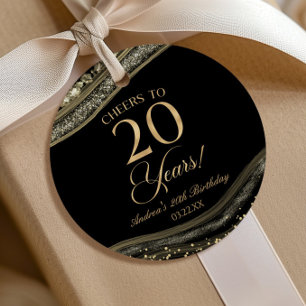 Elegante schwarze Gold-Achat-20.-Geburtstagsfeier Geschenkanhänger