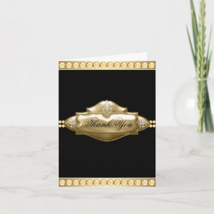 Elegante schwarze Gold-Dankeskarten mit Juwel Dankeskarte