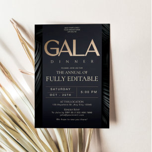 Elegante schwarze Gold-Gala-Abendessen-Einladungsk Einladung
