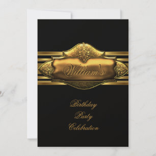 Elegante schwarze Gold-Geburtstagsfeier Herren 60. Einladung