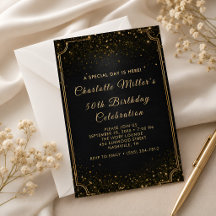 Elegante schwarze Gold-Glitter 50. Geburtstagsfeie