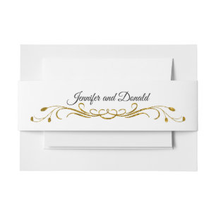 Elegante schwarze Gold-Glitter-Brosche Einladungsbanderole