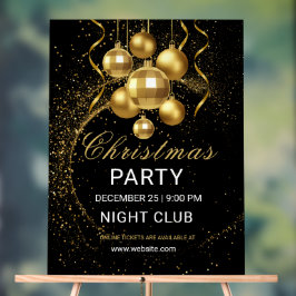Elegante schwarze Gold-Glitter-Weihnachtsfeier  Acrylschild
