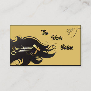 Elegante schwarze Gold-Haarschneideschere Salo Visitenkarte