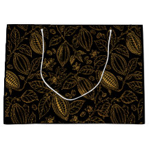 Elegante schwarze Gold-Kakao-Blüten-Frucht-Geschäf