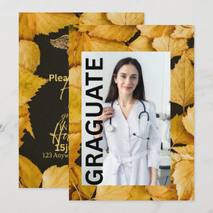Elegante schwarze Gold-Krankenpflege-Abschluss-Ein Einladung