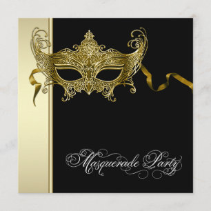 Elegante schwarze Gold-Masquerade-Party-Einladunge Einladung