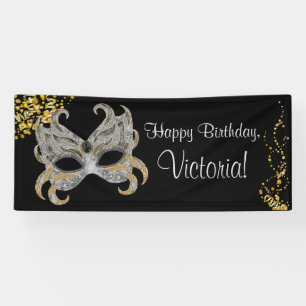 Elegante schwarze Gold-Silber-Maske Masquerade-Par Banner