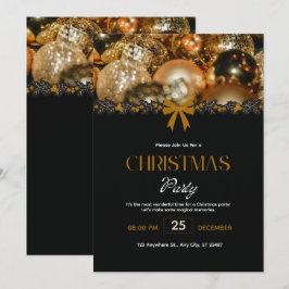 Elegante schwarze Gold-Weihnachtseinladung Einladung