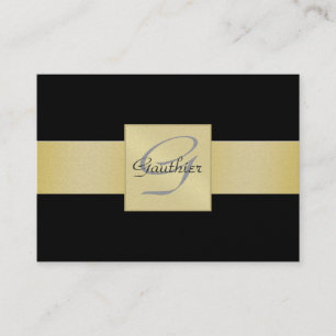 Elegante schwarze Goldband-Monogramm-Visitenkarte Visitenkarte