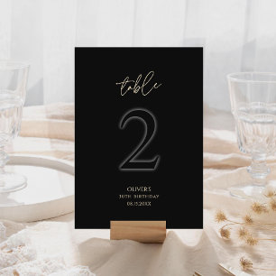Elegante Schwarze Goldene 30. Geburtstag Tisch Num RSVP Karte
