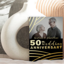 Elegante schwarze & goldene 50. Hochzeitstag-Feier