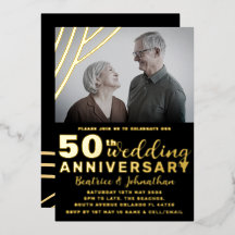 Elegante schwarze & goldene 50. Hochzeitstag