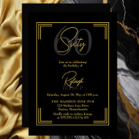 Elegante Schwarze Goldene 60. Geburtstags-Art-Deco