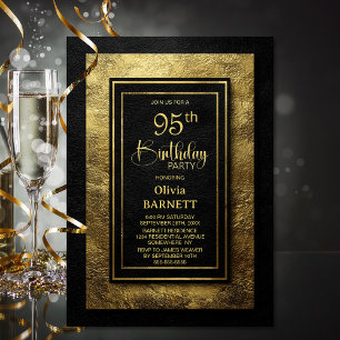 Elegante schwarze Goldene 95. Geburtstagsfeier Einladung