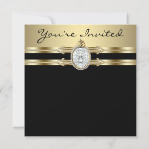 Elegante schwarze goldene Damen-Geburtstagsfeier Einladung