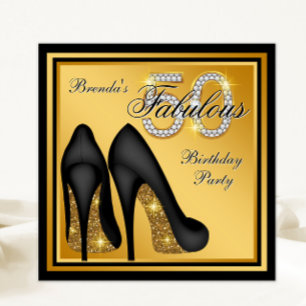 Elegante schwarze goldene fantastische 50. Geburts Einladung