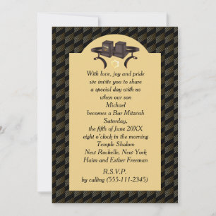 Elegante schwarze goldene geometrische Bar-Mizwa-T Einladung