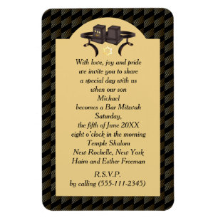 Elegante schwarze goldene geometrische Bar-Mizwa-T Magnet