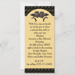 Elegante schwarze goldene geometrische Bar-Mizwa-T Magneteinladung