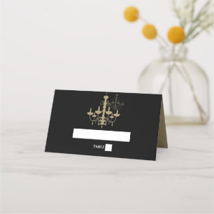 Elegante Schwarze goldene Kronleuchter Einladungen