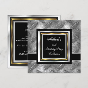 Elegante schwarze goldene silberne Geburtstags-Met Einladung